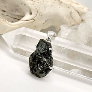 RARE Moroccan Epidote Sterling Silver Healing Gemstone Pendant Necklace
